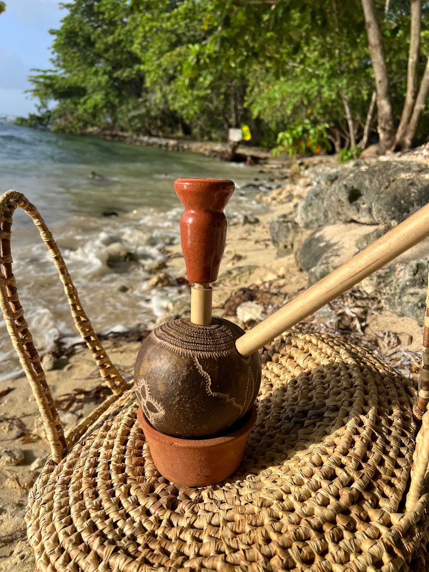 Jamaica Inspired Hand-carved Calabash Steam Chalice