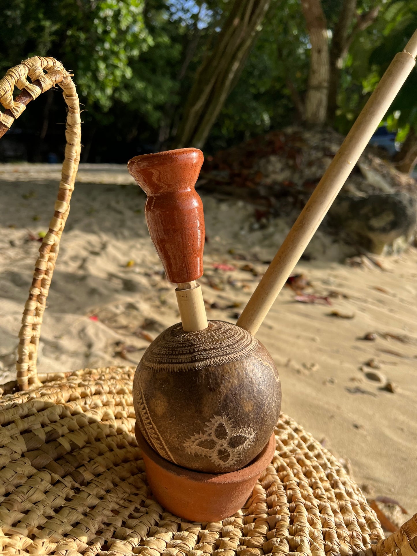 Jamaica Inspired Hand-carved Calabash Steam Chalice