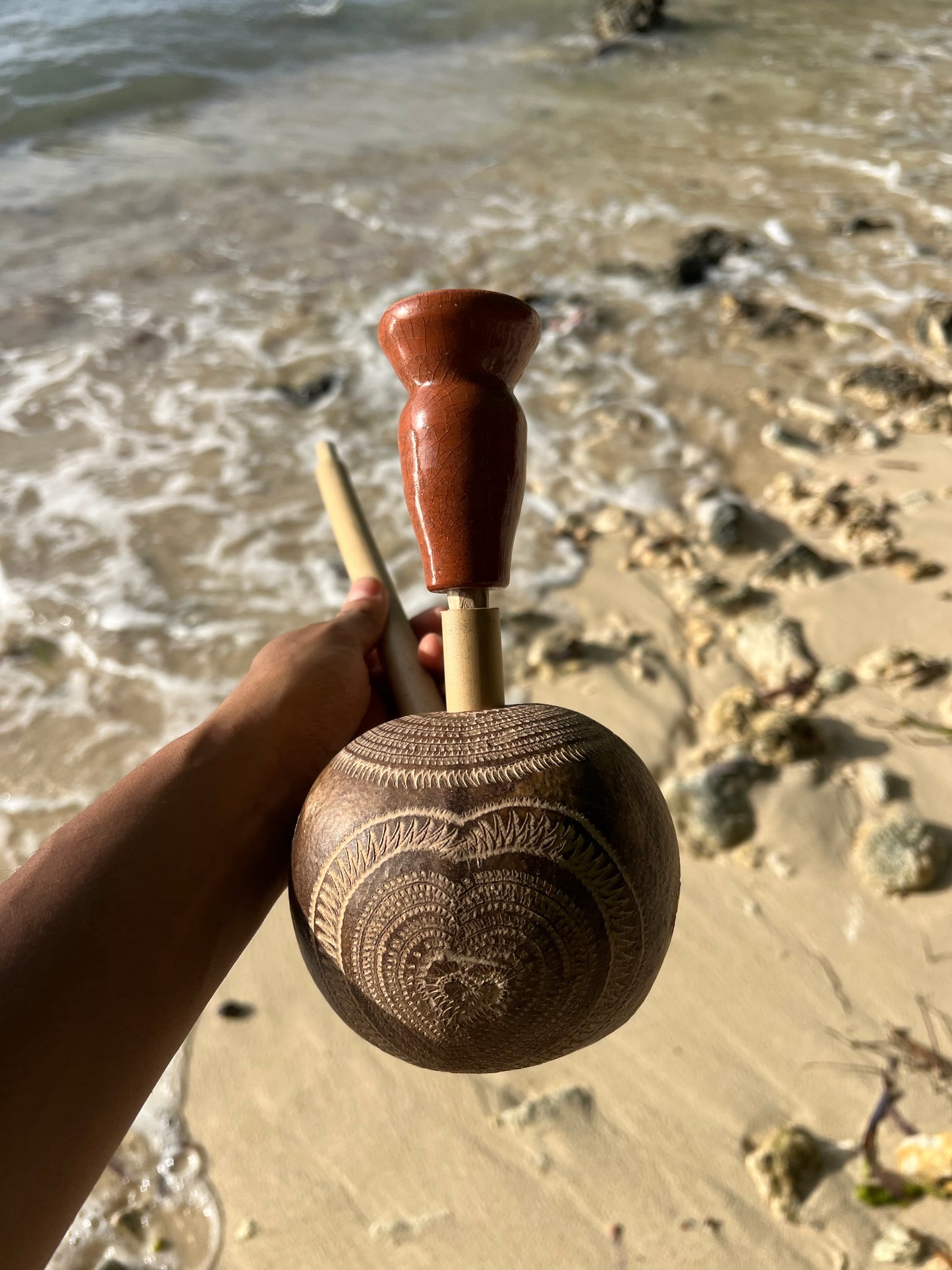 Jamaica Inspired Hand-carved Calabash Steam Chalice