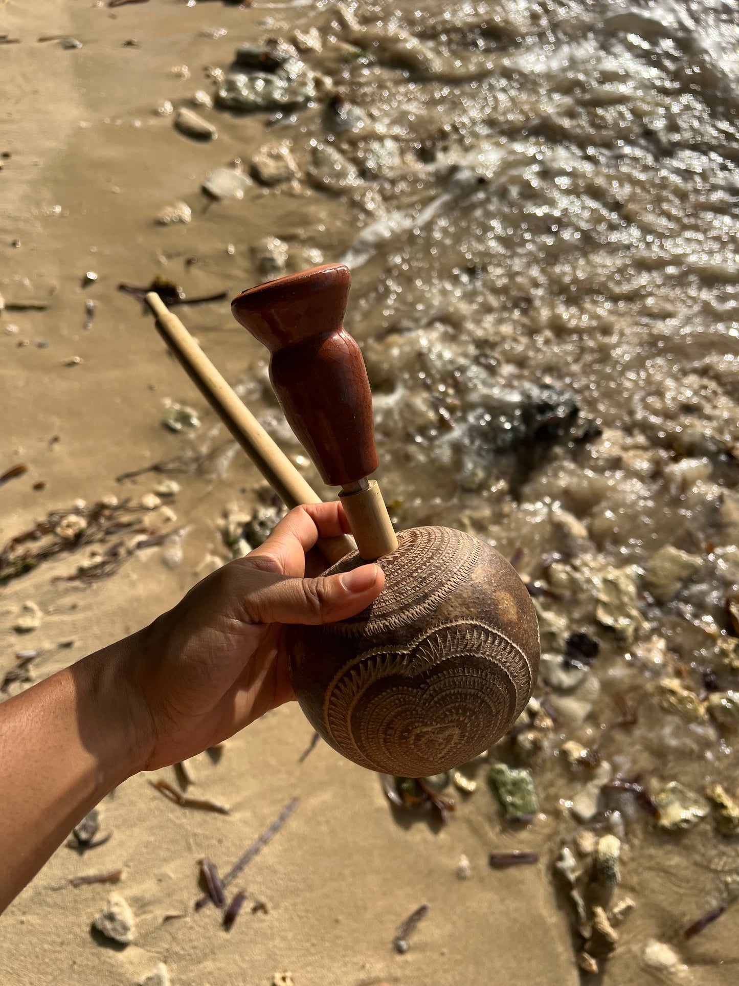Jamaica Inspired Hand-carved Calabash Steam Chalice