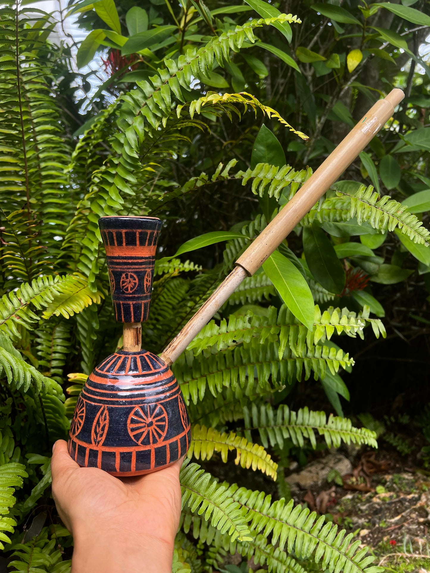 Indigo Mali Tribal Leaf Steam Chalice - Spring Equinox 2025 Edition (Revamped)