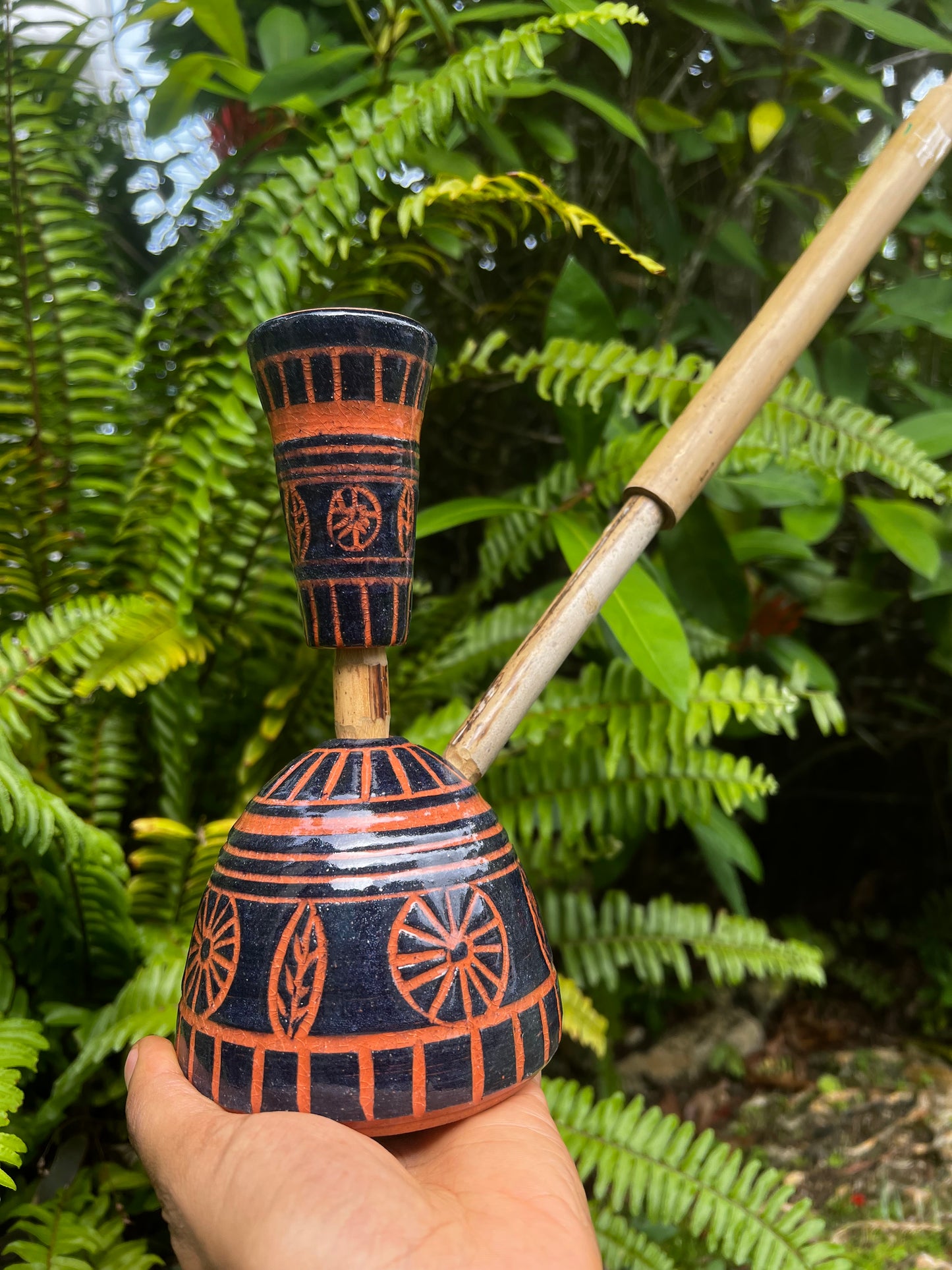 Indigo Mali Tribal Leaf Steam Chalice - Spring Equinox 2025 Edition (Revamped)