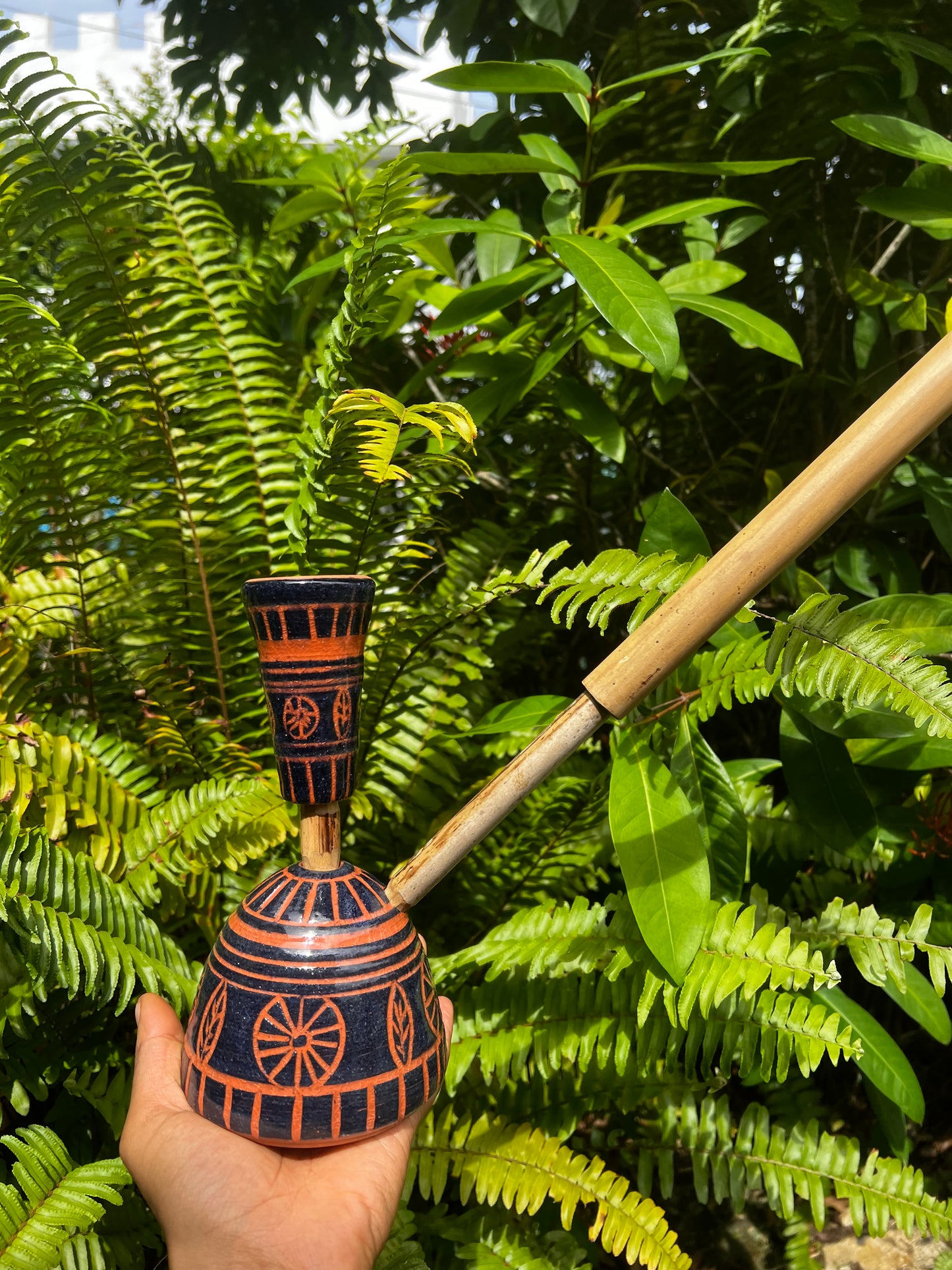 Indigo Mali Tribal Leaf Steam Chalice - Spring Equinox 2025 Edition (Revamped)